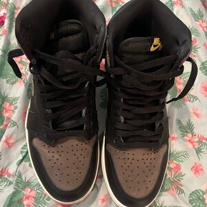 Jordan 1 Nike Black and Brown High-Top Sneakers
